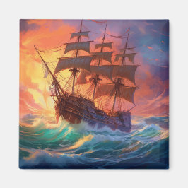 Segelschiff auf einem Sturmmeer Magnet