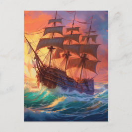 Segelschiff auf einem Sturmmeer Postkarte