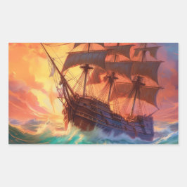Segelschiff auf einem Sturmmeer Rechteckiger Aufkleber