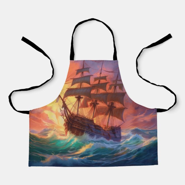 Segelschiff auf einem Sturmmeer Schürze (Vorderseite)