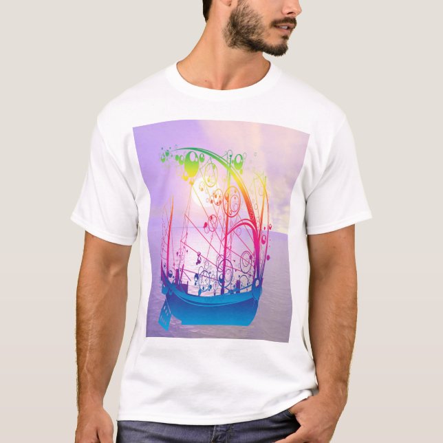 Segelschiff bei Morgendämmerung T-Shirt (Vorderseite)