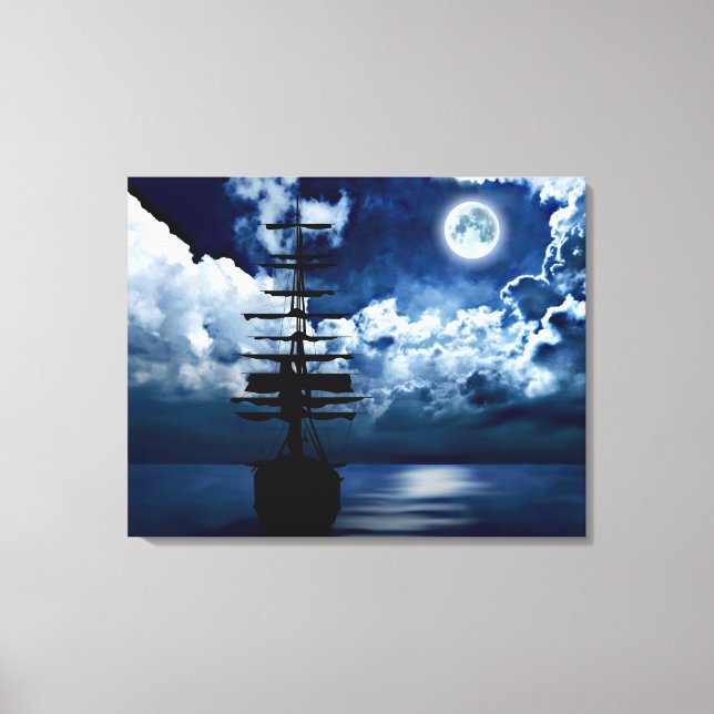 Segelschiff bei Vollmond Leinwand (Vorderseite)