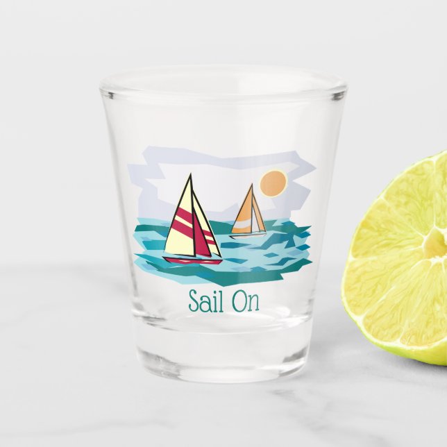 Segelschiff Design Shot Glass Schnapsglas (Vorderseite)