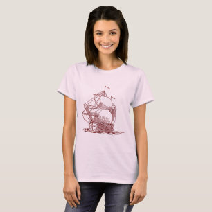 Segelschiff - Dunkelrot T-Shirt