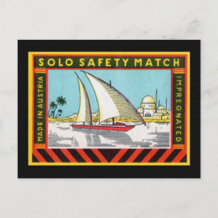 Segelschiff-Einzelmatch-Etikett Postkarte