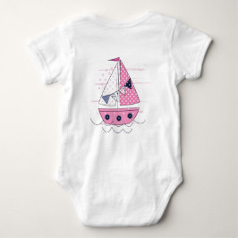Segelschiff Girly Porthole Pink White Polka Dot Baby Strampler