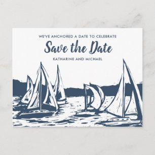 Segelschiff-Hochzeit Save the Date Ankündigungspostkarte