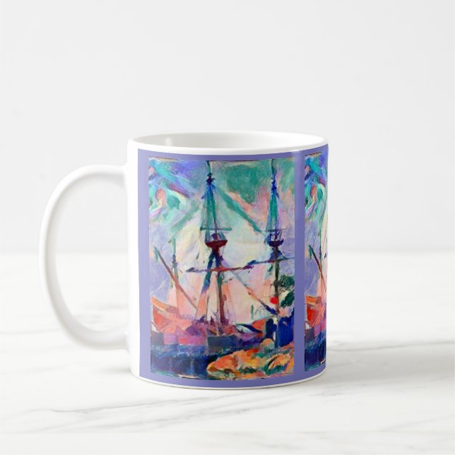 Segelschiff im Hafen mit unheimlichem Spaß Kaffeetasse (Links)