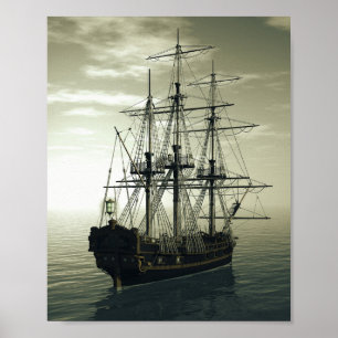 Segelschiff im Meer Poster