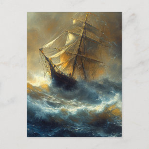 Segelschiff in einem Sturmgemälde Postkarte