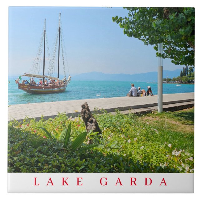 Segelschiff-Keramik Gardasee Fliese (Vorderseite)