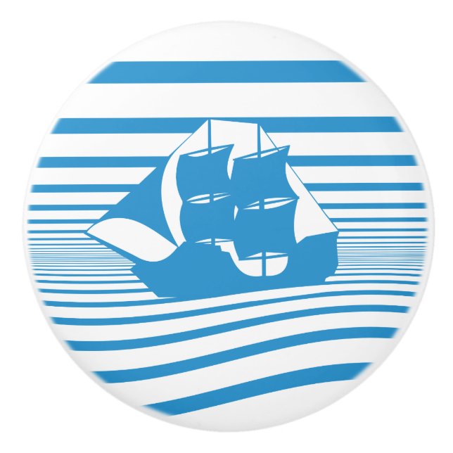 Segelschiff Keramikknauf (Vorderseite)