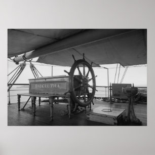 Segelschiff-Lenkrad Poster
