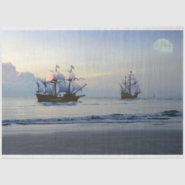 Segelschiff Pirate Sailboat Sea 20x30 Decoupage Seidenpapier (Vorderseite)