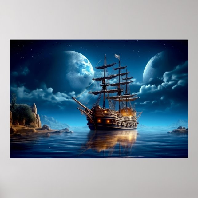 Segelschiff Reisen Abenteuer Ruhe Poster (Vorne)