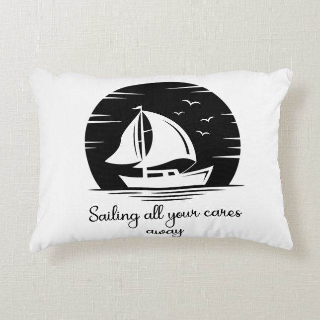 Segelschiff Sailboat Yacht Inspiration Zitat Dekokissen (Vorderseite)