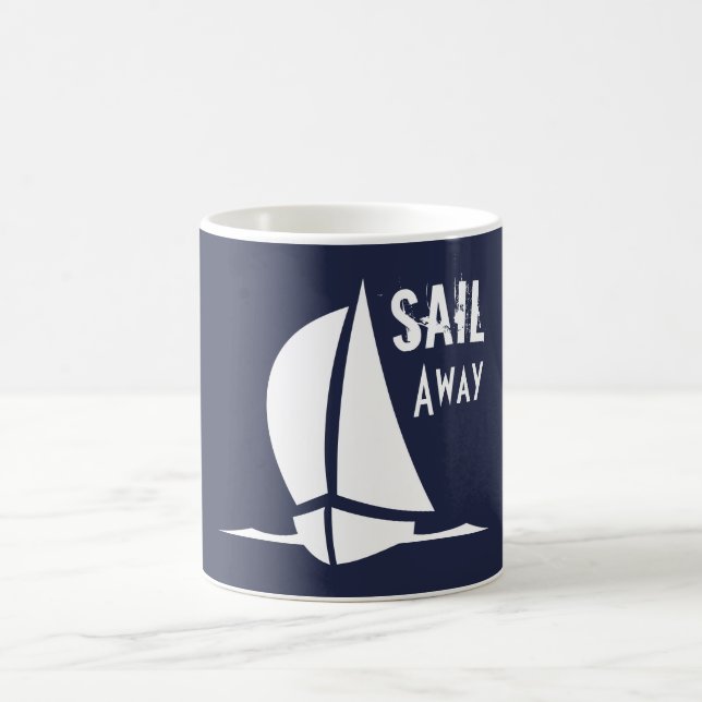 Segelschiff Segelboot Marine und weiß Kaffeetasse (Mittel)