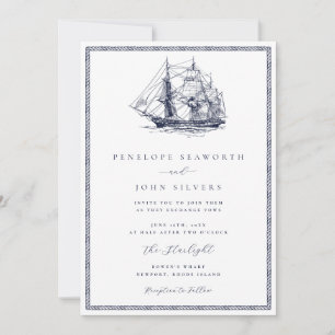 Segelschiff Seil Rahmen Klassische Hochzeit Einladung