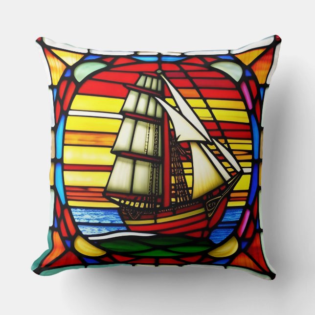 Segelschiff über Meereswellen Kissen (Vorderseite)