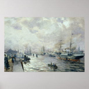 Segelschiffe im Hafen von Hamburg, 1889 Poster