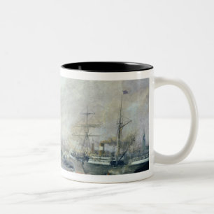 Segelschiffe im Hafen von Hamburg, 1889 Zweifarbige Tasse