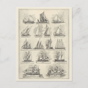 Segelschiffe im Vintage-Stil Postkarte