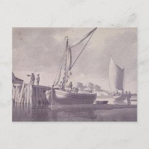 Segelschiffe nähern sich einem Wharf Postkarte