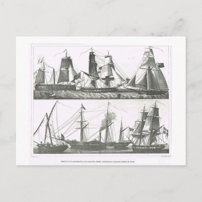 Segelschiffe und Dampfschiffe Postkarte (Vorderseite)