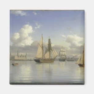 Segelschiffe vor der Burg Kronborg, Schweden, 1880 Magnet