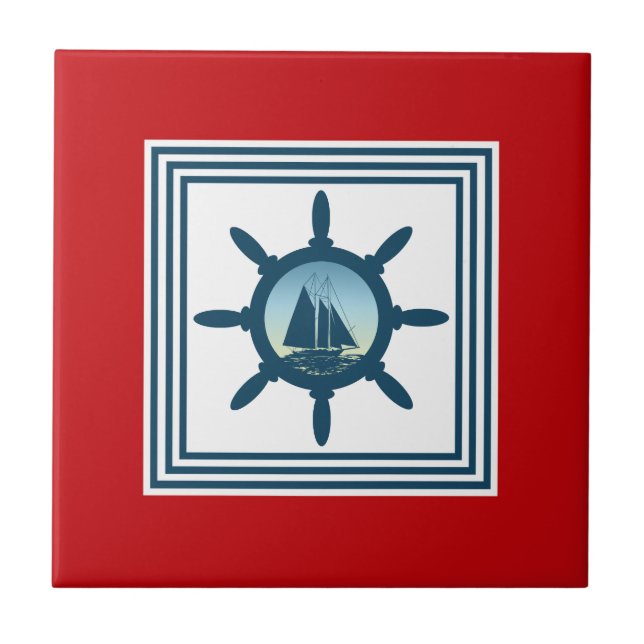 Segelszene Fliese (Vorderseite)