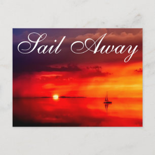 Segelt in den Sonnenuntergang Postkarte
