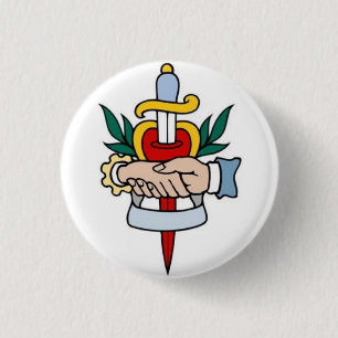 Segeltätowierung - Handschlag & Dolch - Knopf Button