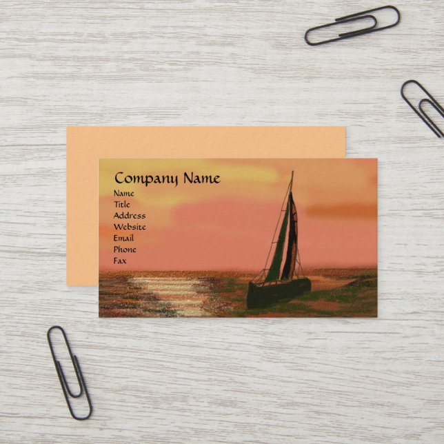 Segeltörn bei Sunset Business Cards Visitenkarte (Vorderseite/Rückseite Beispiel)