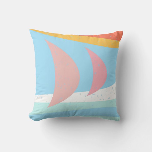 Segeltörns in die Sunset Pastell Print Kissen (Vorderseite)