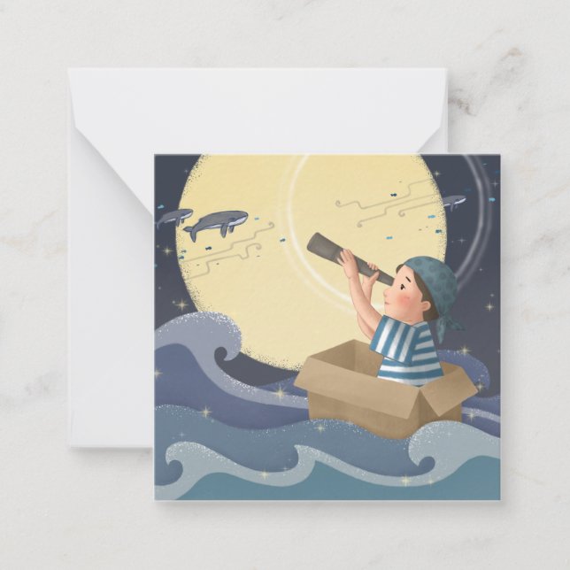 Segeltraum Illustration Art Mitteilungskarte (Vorderseite)