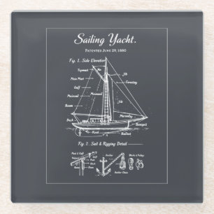 Segelyacht-Blueprint Glasuntersetzer