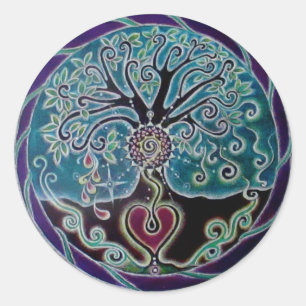 Segen-Baum des Leben-Mandala-Aufklebers Runder Aufkleber