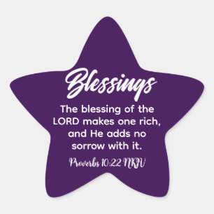 Segen Bible Verse Lila Christlicher Glaube Stern-Aufkleber