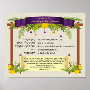 Segen für das Wohnen in der Sukka für Sukkot Poster