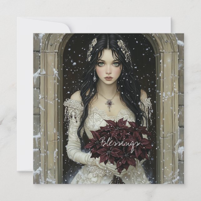 Segen Gothic Beauty Weihnachtskarte Feiertagskarte (Vorderseite)