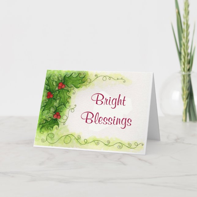 Segen Holly Card Feiertagskarte (Vorderseite)