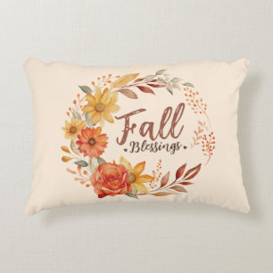 Segen im Herbst - Herbstleaves und Blumenkranz Dekokissen