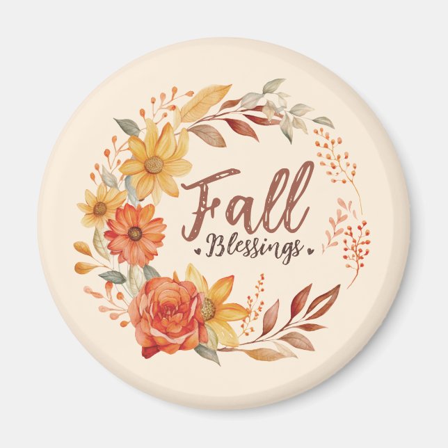 Segen im Herbst - Herbstleaves und Blumenkranz Magnet (Vorne)