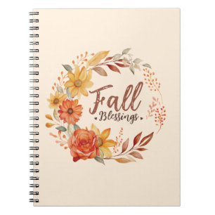 Segen im Herbst - Herbstleaves und Blumenkranz Notizblock