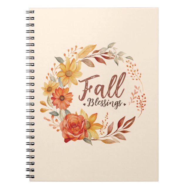 Segen im Herbst - Herbstleaves und Blumenkranz Notizblock (Vorderseite)