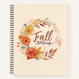 Segen im Herbst - Herbstleaves und Blumenkranz Notizbuch