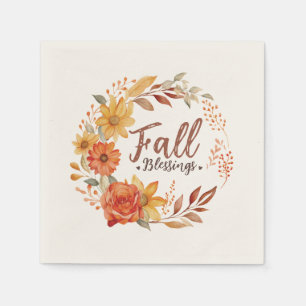 Segen im Herbst - Herbstleaves und Blumenkranz Serviette