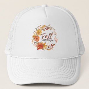 Segen im Herbst - Herbstleaves und Blumenkranz Truckerkappe
