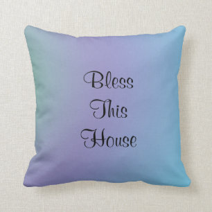 Segen Sie dieses Haus, Frieden, Violett und blauer Kissen