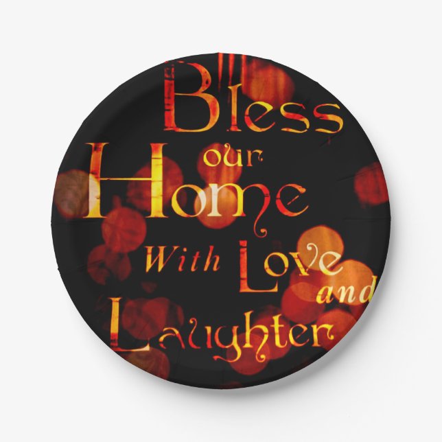 Segen Sie unsere Zuhause mit Liebe und Lachen Pappteller (Vorderseite)